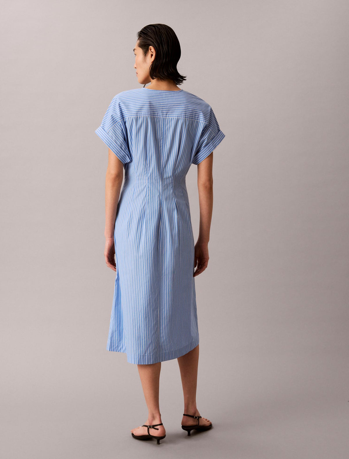 Cotton Poplin Stripe Midi Dress - Calvin Klein Women