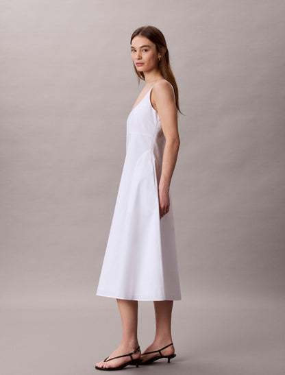 Cotton Poplin Sleeveless Midi Dress - Calvin Klein Women
