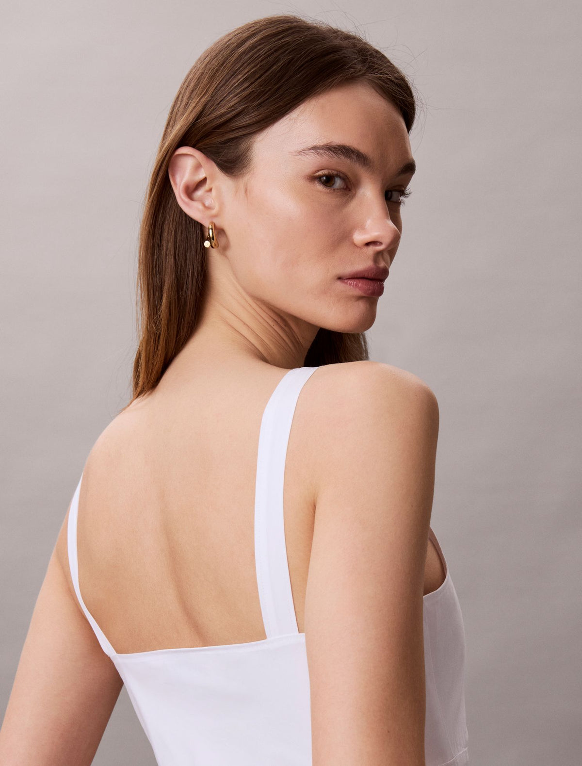 Cotton Poplin Sleeveless Midi Dress - Calvin Klein Women