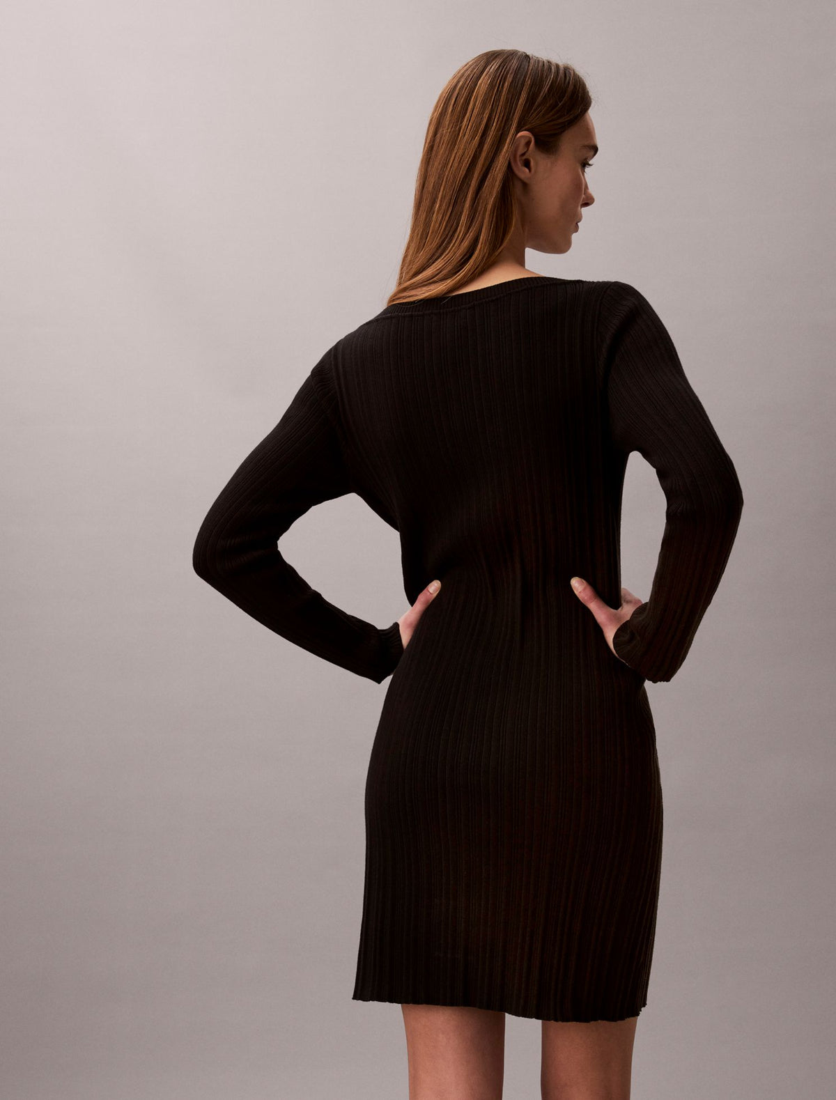 Long Sleeve Rib Mini Dress - Calvin Klein Women