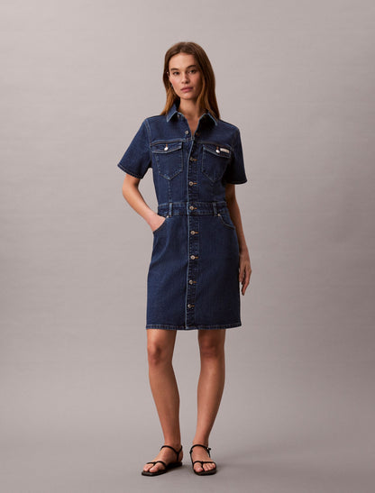 Denim Mini Trucker Dress - Calvin Klein Women