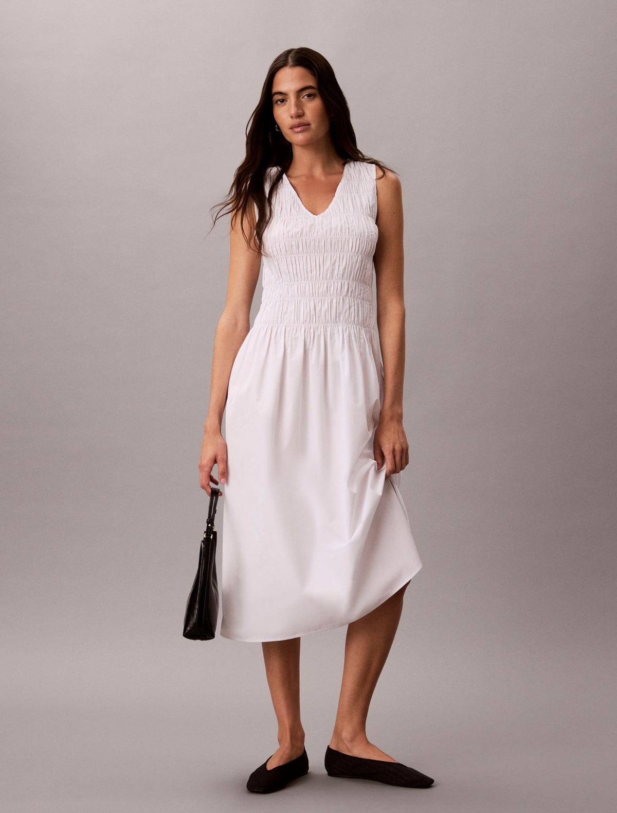 Cotton Poplin Midi Dress - Calvin Klein Women