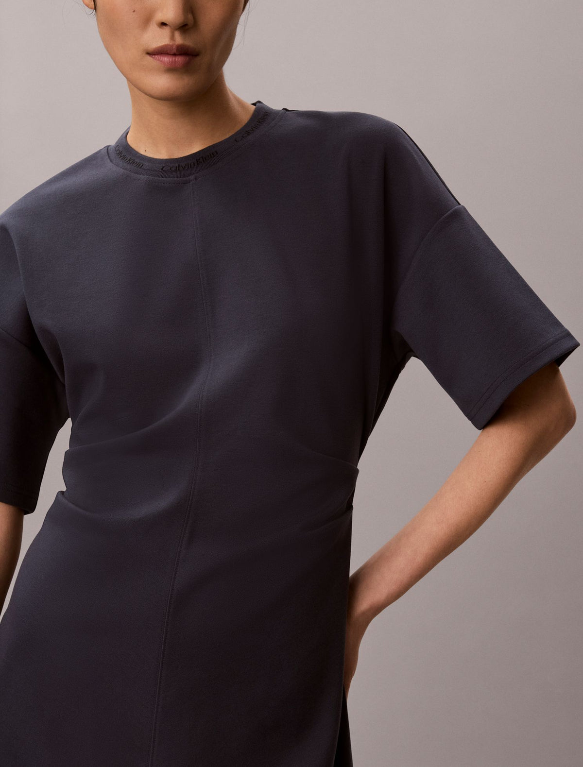 Logo Rib Interlock T-Shirt Dress - Calvin Klein Women