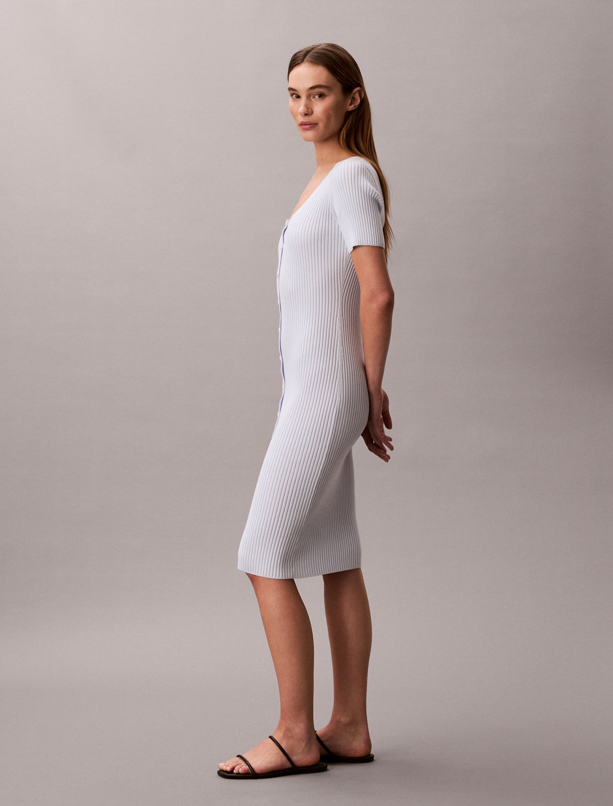 Cotton Rib Button-Down Dress - Calvin Klein Women