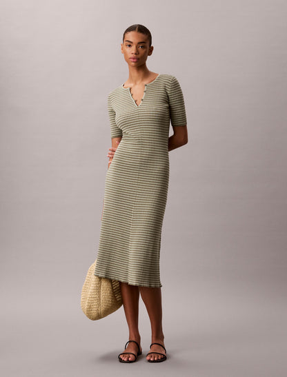 Cotton Rayon Stripe Midi Dress - Calvin Klein Women
