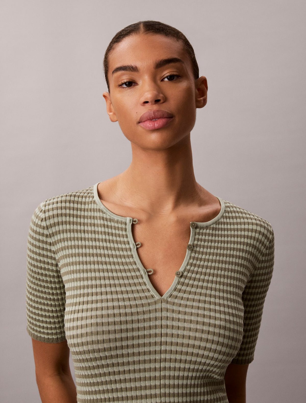 Cotton Rayon Stripe Midi Dress - Calvin Klein Women