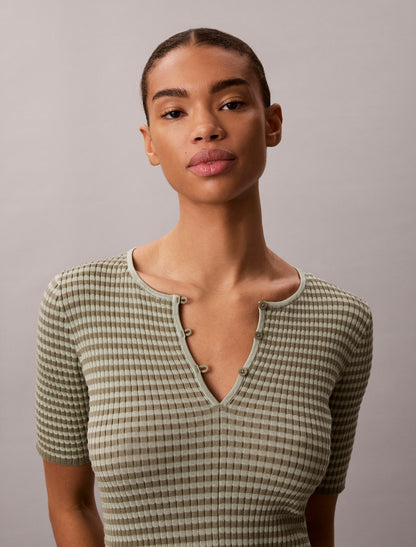 Cotton Rayon Stripe Midi Dress - Calvin Klein Women
