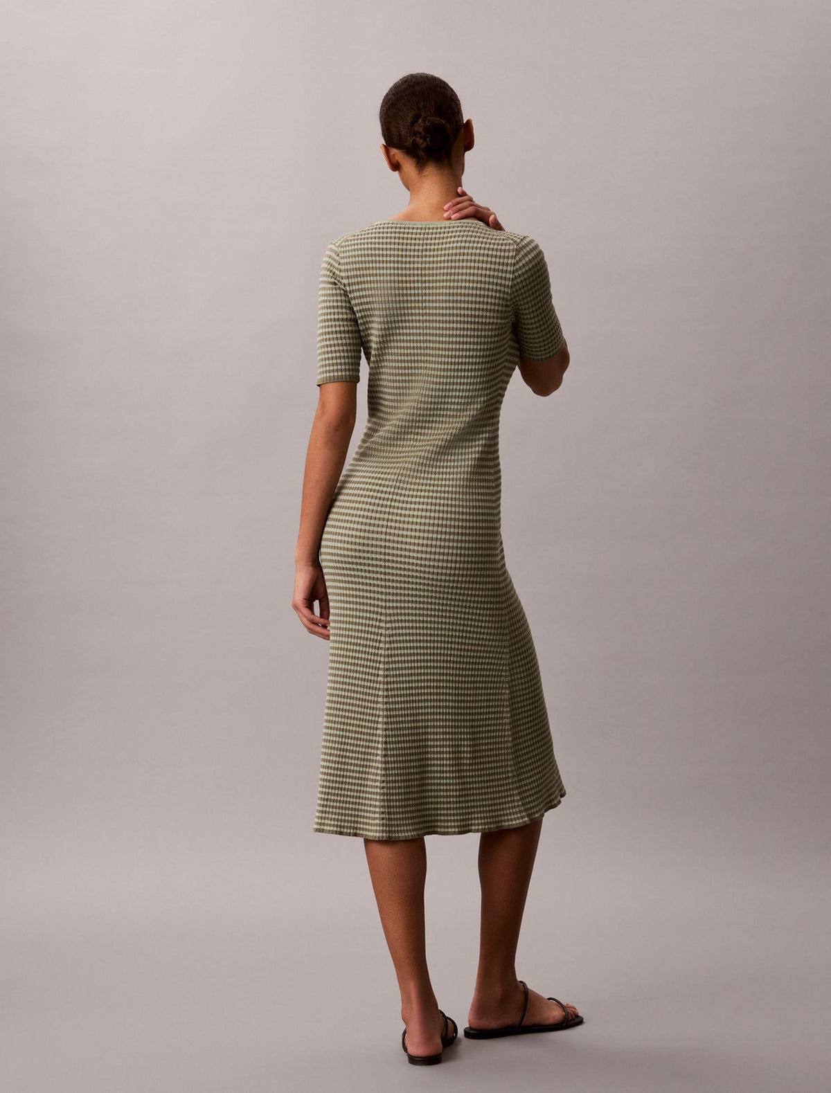 Cotton Rayon Stripe Midi Dress - Calvin Klein Women