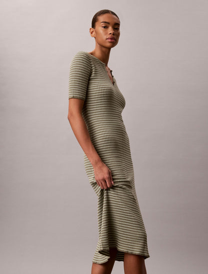 Cotton Rayon Stripe Midi Dress - Calvin Klein Women