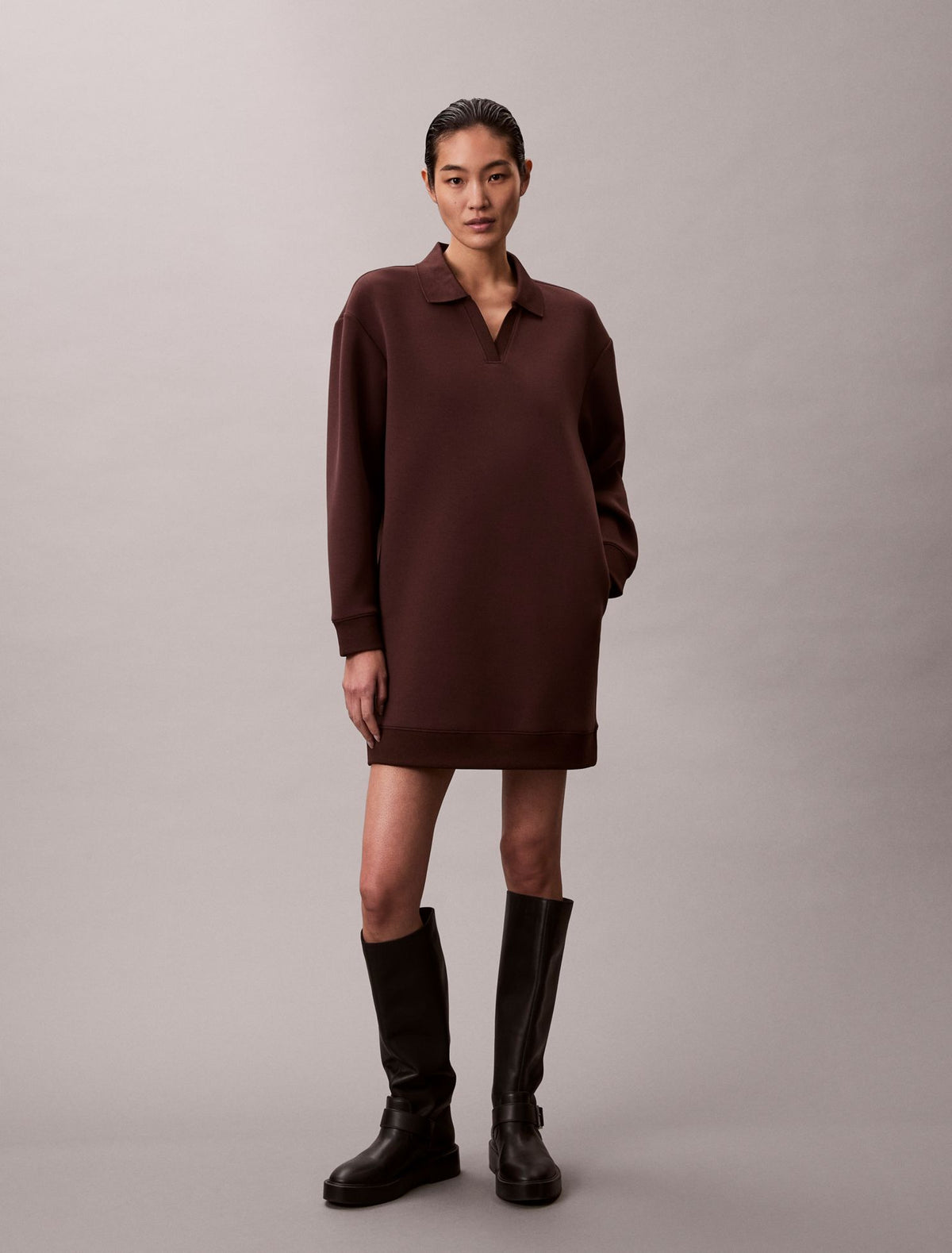 Smooth Mini Polo Sweatshirt Dress - Calvin Klein Women