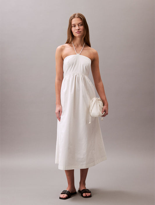 Cotton Twill Halter Midi Dress - Calvin Klein Women
