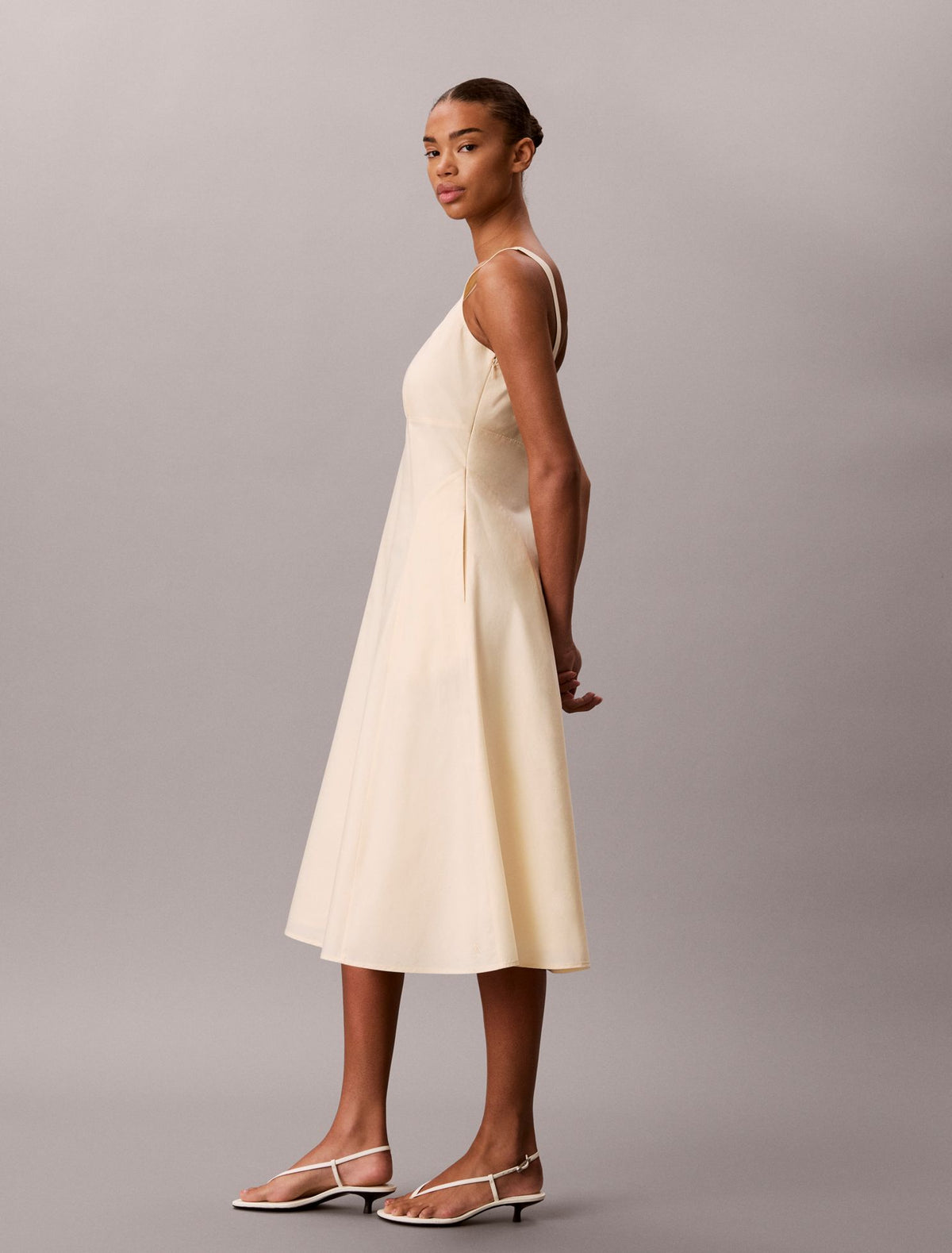 Cotton Poplin Sleeveless Midi Dress - Calvin Klein Women