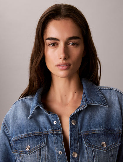 Denim Mini Trucker Dress - Calvin Klein Women