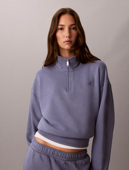 Monogram Fleece 1/4 Zip Sweatshirt - Calvin Klein Women