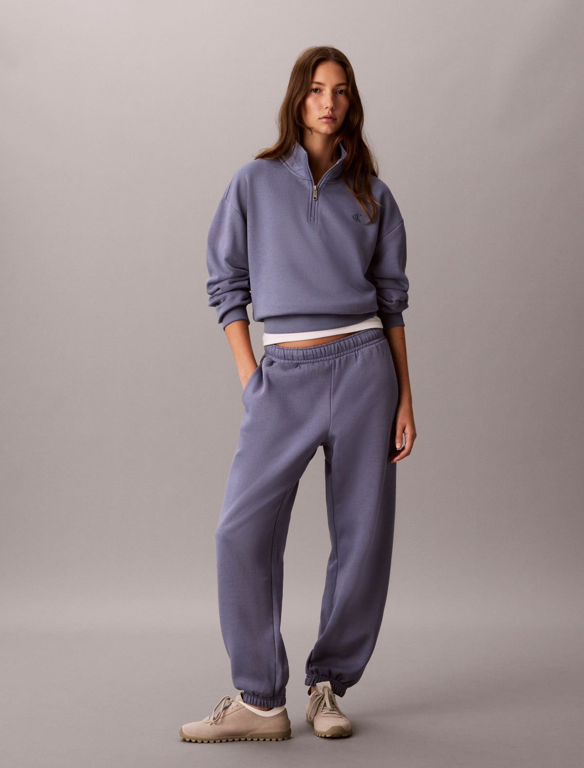Monogram Fleece 1/4 Zip Sweatshirt - Calvin Klein Women