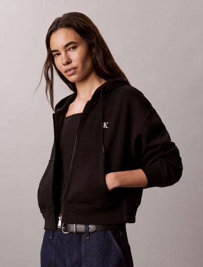 Monogram Logo Fleece Zip Hoodie - Calvin Klein Women