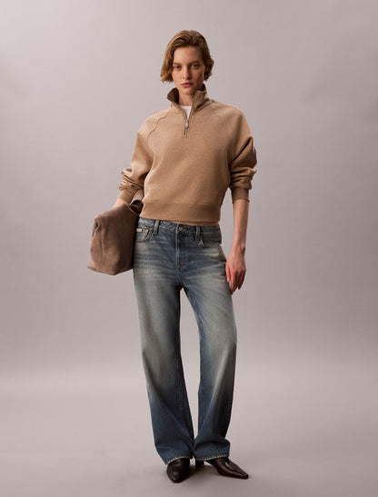 Logo Tape Fleece 1/4 Zip Sweatshirt - Calvin Klein Women