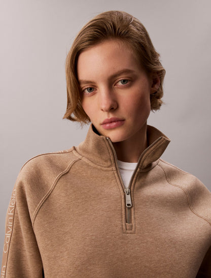 Logo Tape Fleece 1/4 Zip Sweatshirt - Calvin Klein Women