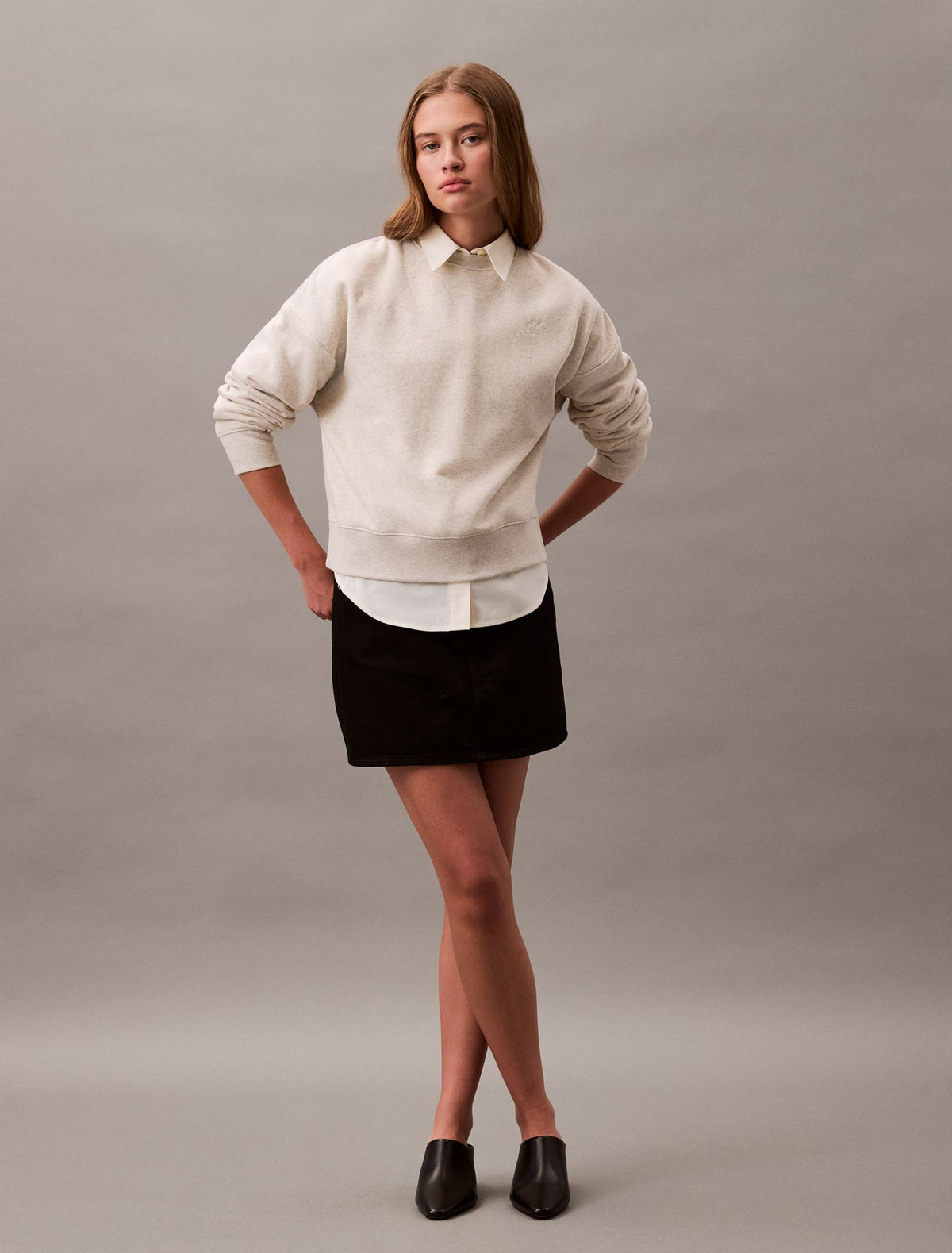 Monogram Fleece Cropped Sweatshirt - Calvin Klein Women