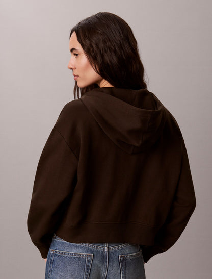 Monogram Logo Fleece Zip Hoodie - Calvin Klein Women