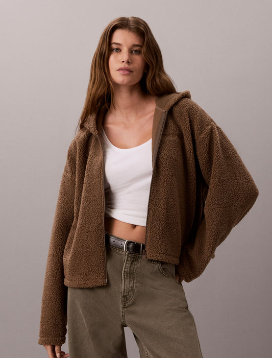 Sherpa Zip Hoodie - Calvin Klein Women
