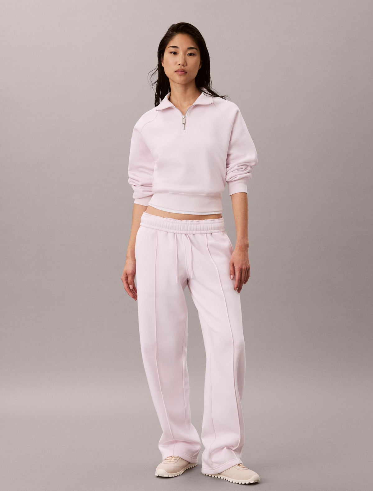 Logo Tape Fleece 1/4 Zip Sweatshirt - Calvin Klein Women