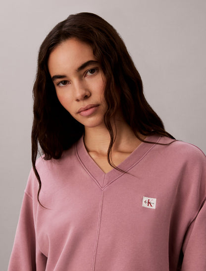 Woven Monologo Terry Relaxed Sweatshirt - Calvin Klein Women