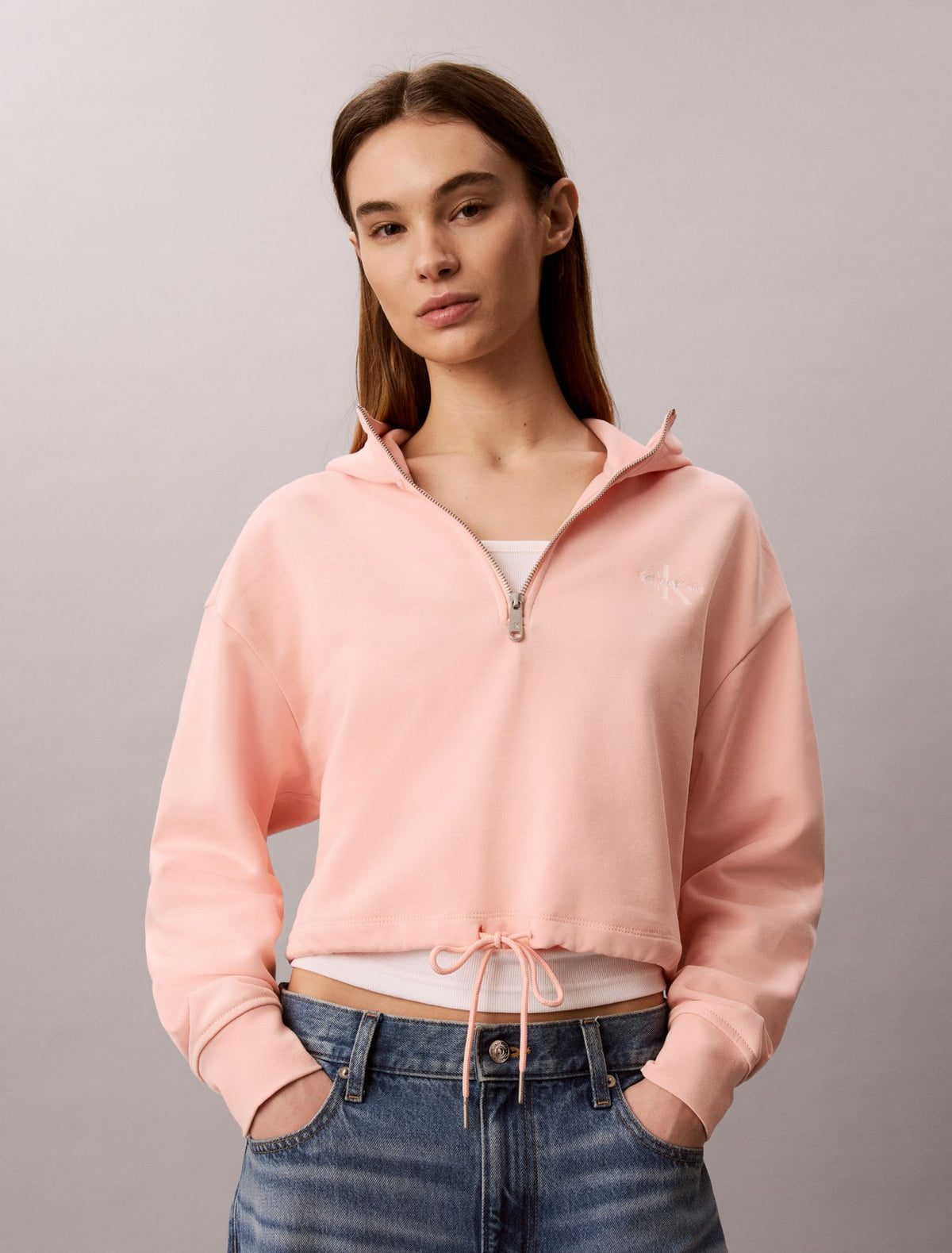 Monologo Terry Cropped Hoodie - Calvin Klein Women