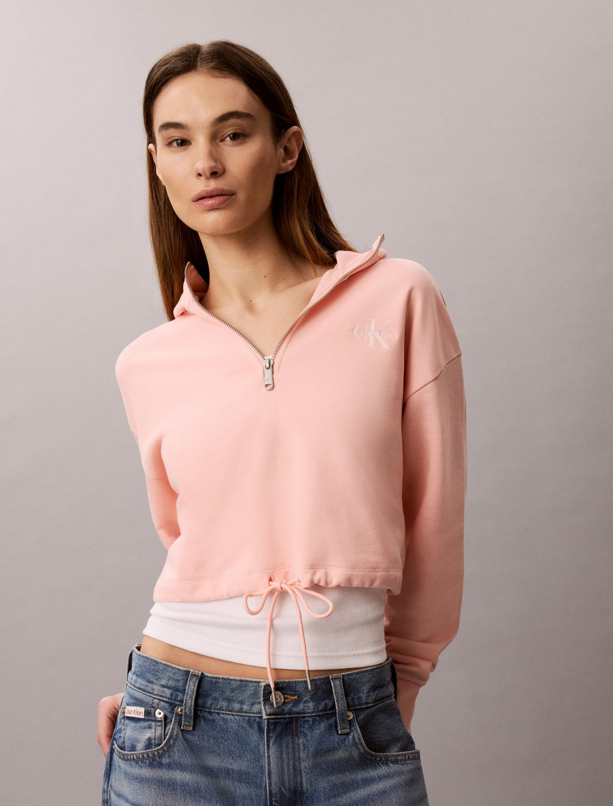 Monologo Terry Cropped Hoodie - Calvin Klein Women