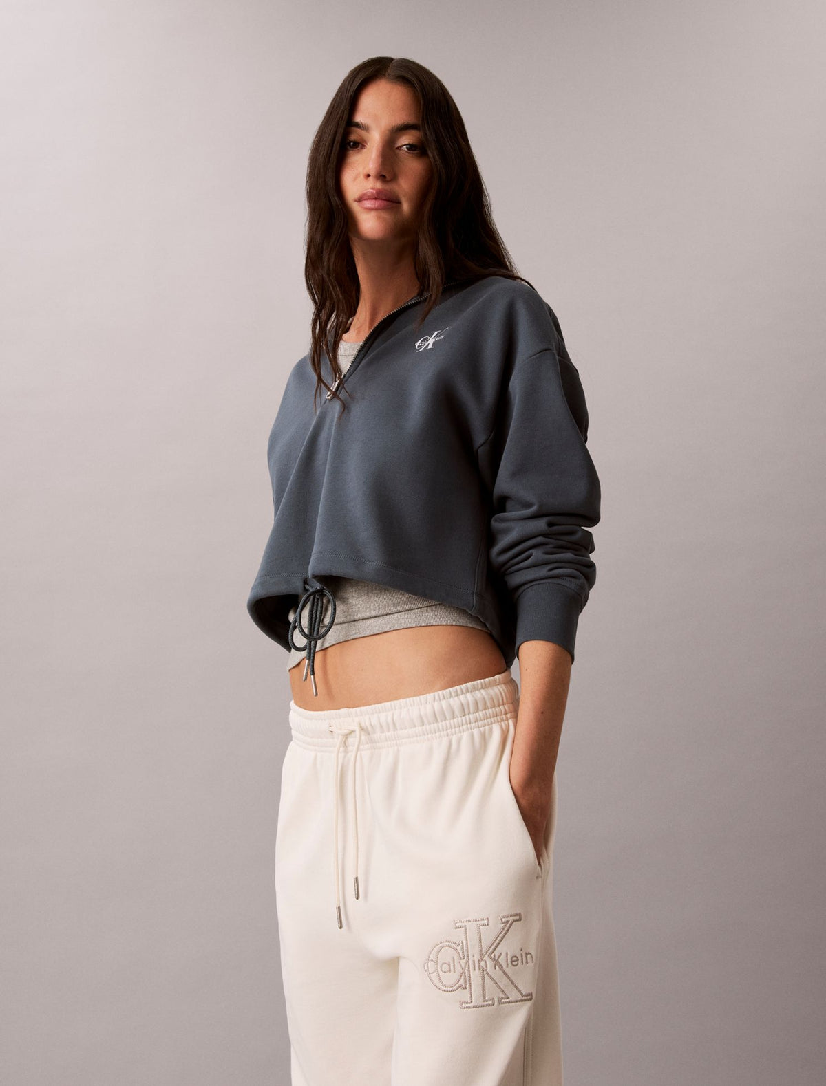 Monologo Terry Cropped Hoodie - Calvin Klein Women