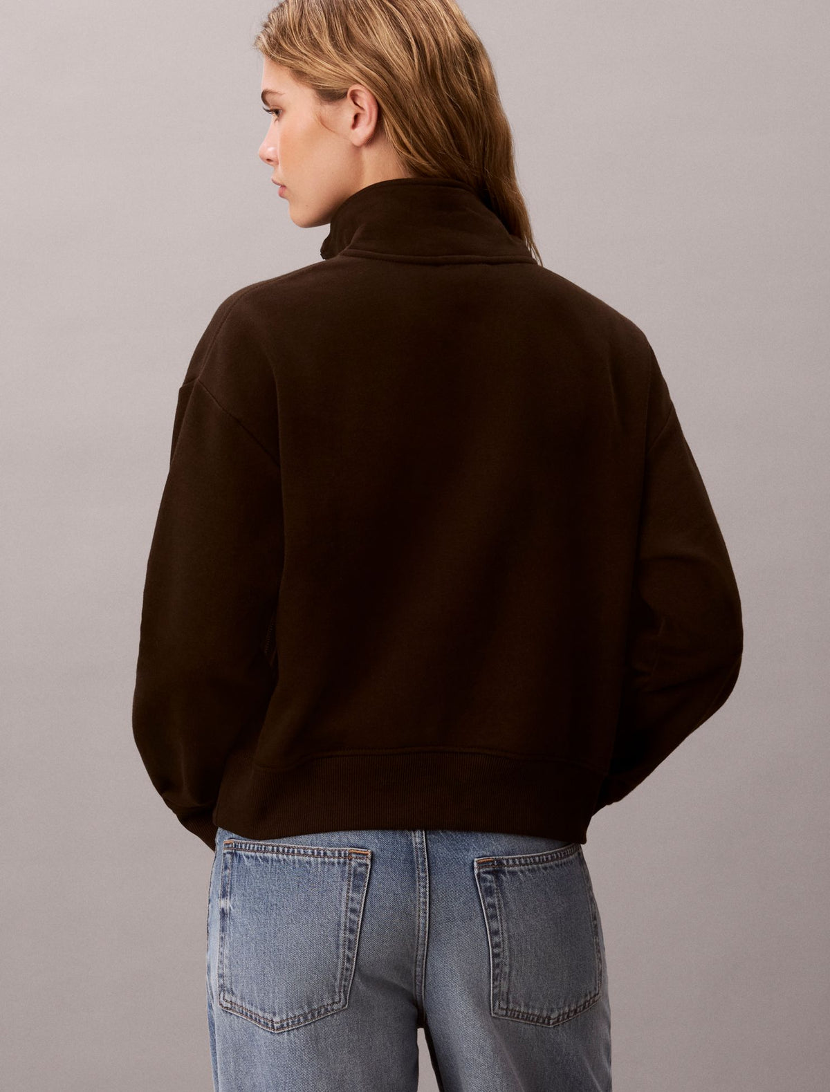 Monogram Fleece 1/4 Zip Sweatshirt - Calvin Klein Women