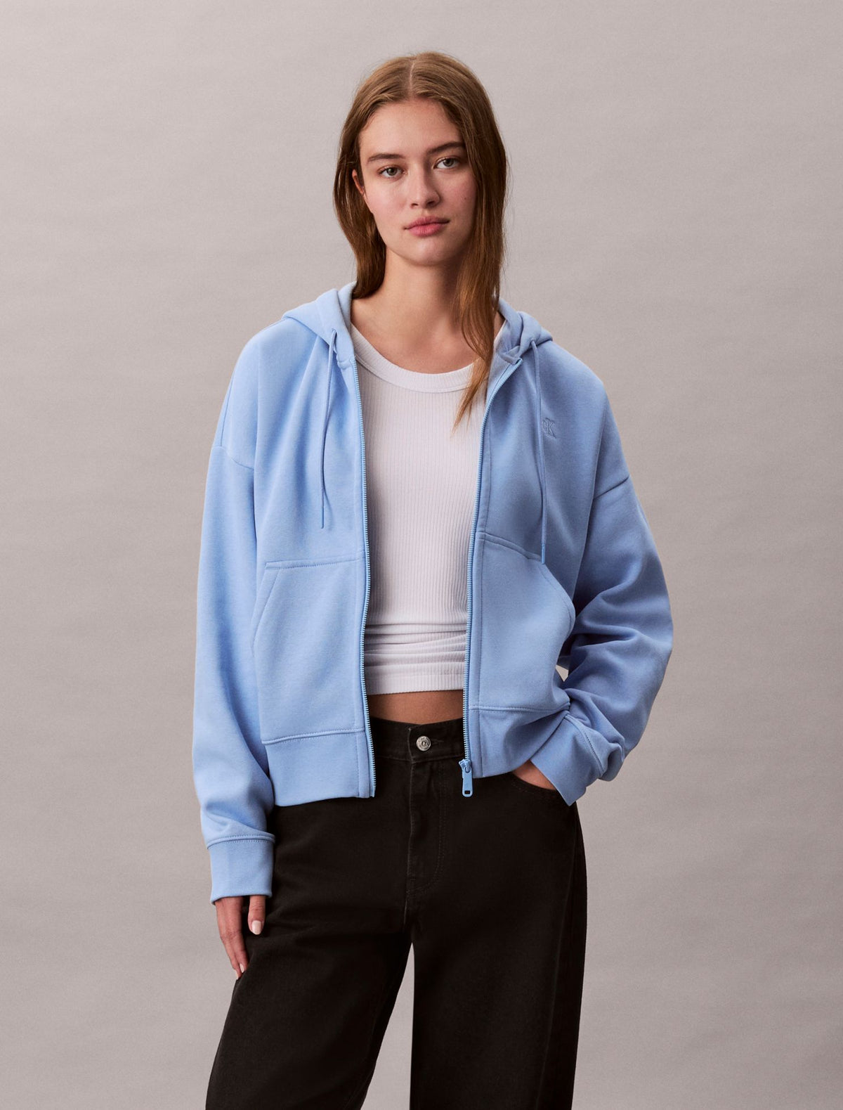 Monogram Fleece Zip Hoodie - Calvin Klein Women