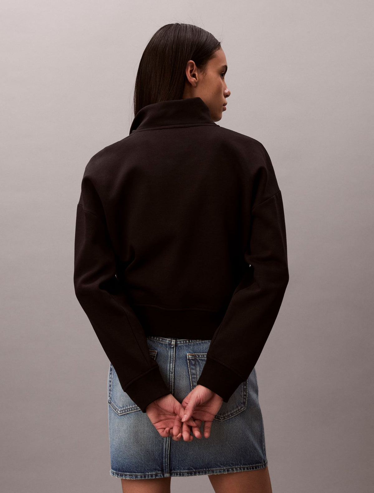 Monogram Fleece Quarter Zip Sweatshirt - Calvin Klein Women