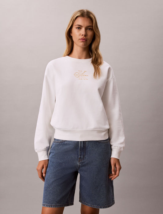 Terry Foil Monologo Graphic Relaxed Sweatshirt - Calvin Klein Women