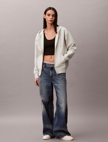 Terry Embossed Monologo Relaxed Hoodie - Calvin Klein Women