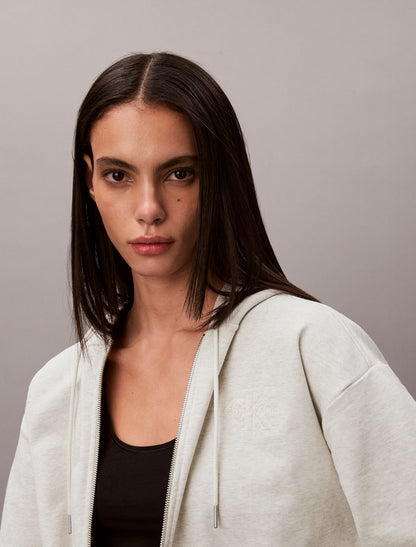Terry Embossed Monologo Relaxed Hoodie - Calvin Klein Women