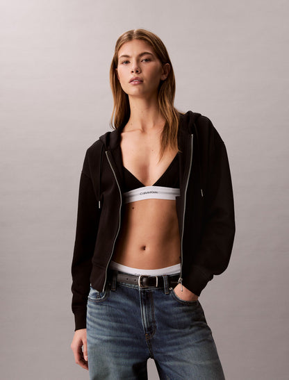 Terry Monogram Cropped Hoodie - Calvin Klein Women