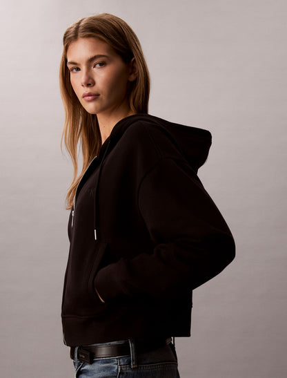 Terry Monogram Cropped Hoodie - Calvin Klein Women