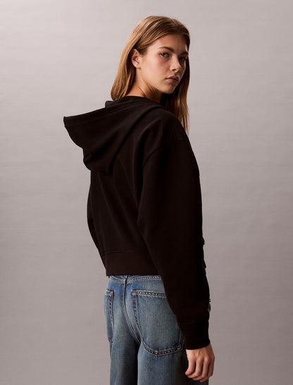 Terry Monogram Cropped Hoodie - Calvin Klein Women