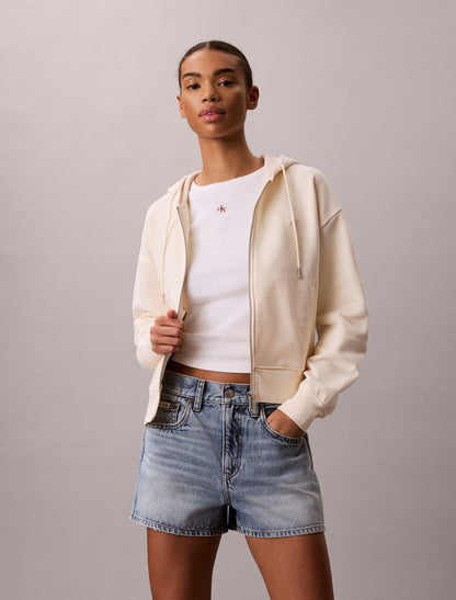 Terry Monogram Cropped Hoodie - Calvin Klein Women