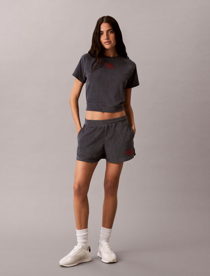 Towel Terry 1989 Logo Cropped Sweatshirt - Calvin Klein Women