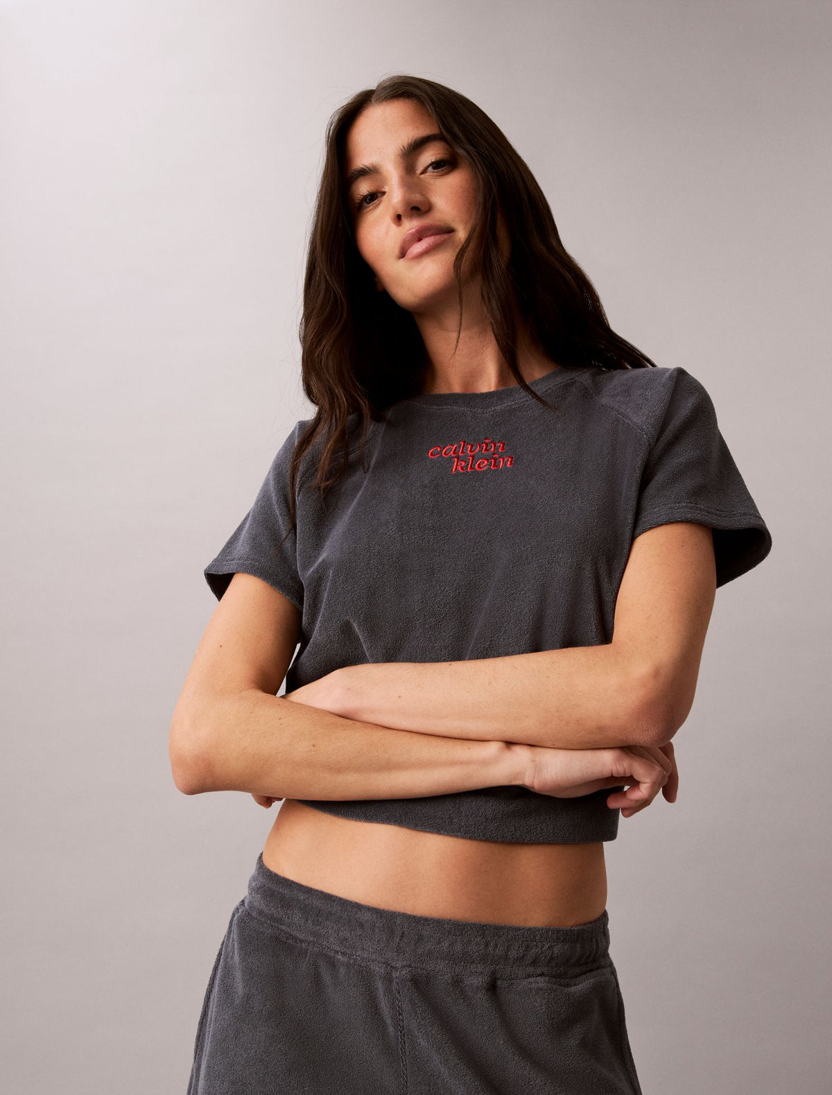 Towel Terry 1989 Logo Cropped Sweatshirt - Calvin Klein Women