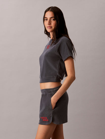 Towel Terry 1989 Logo Cropped Sweatshirt - Calvin Klein Women